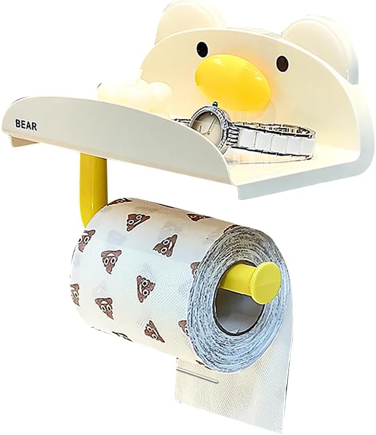 HZZCSM Suction Cup Toilet Paper Holder No Drill Mount for Small Spaces Yellow