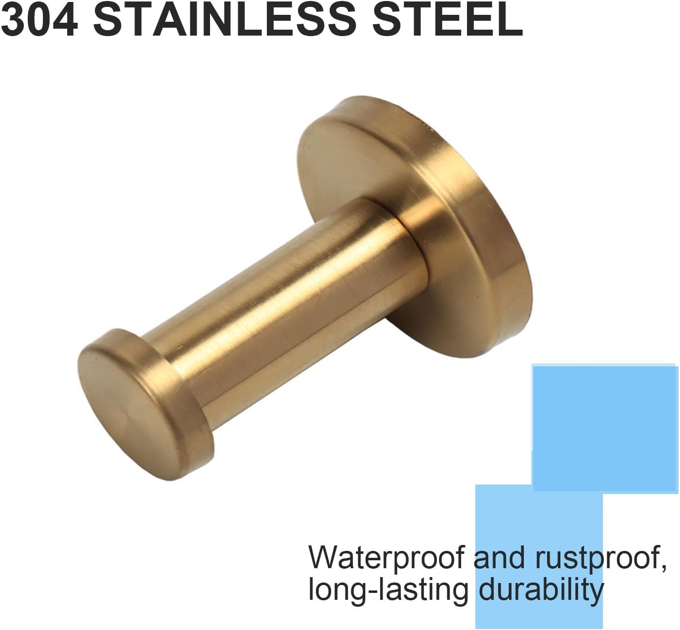 Gold Stainless Steel 10-Piece Bathroom Towel Hook Set with Wall Bracket - Durable for Bathroom Kitchen Bedroom