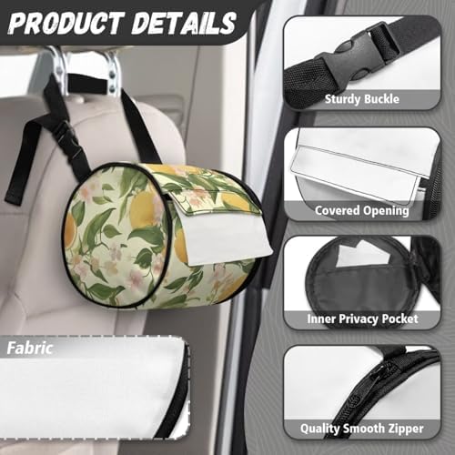 Stylish and Functional Lemon-Print Travel Toilet Paper Holder for Cats and Dogs