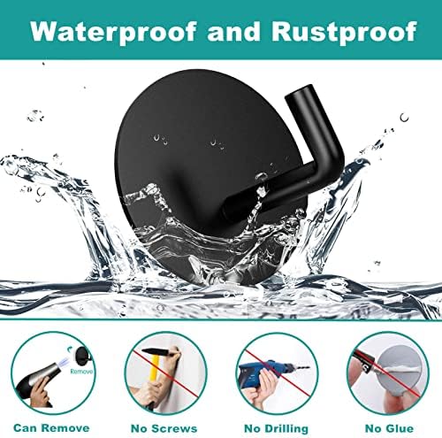 Durable 304 Stainless Steel Black Adhesive Towel Hooks for Bathroom More