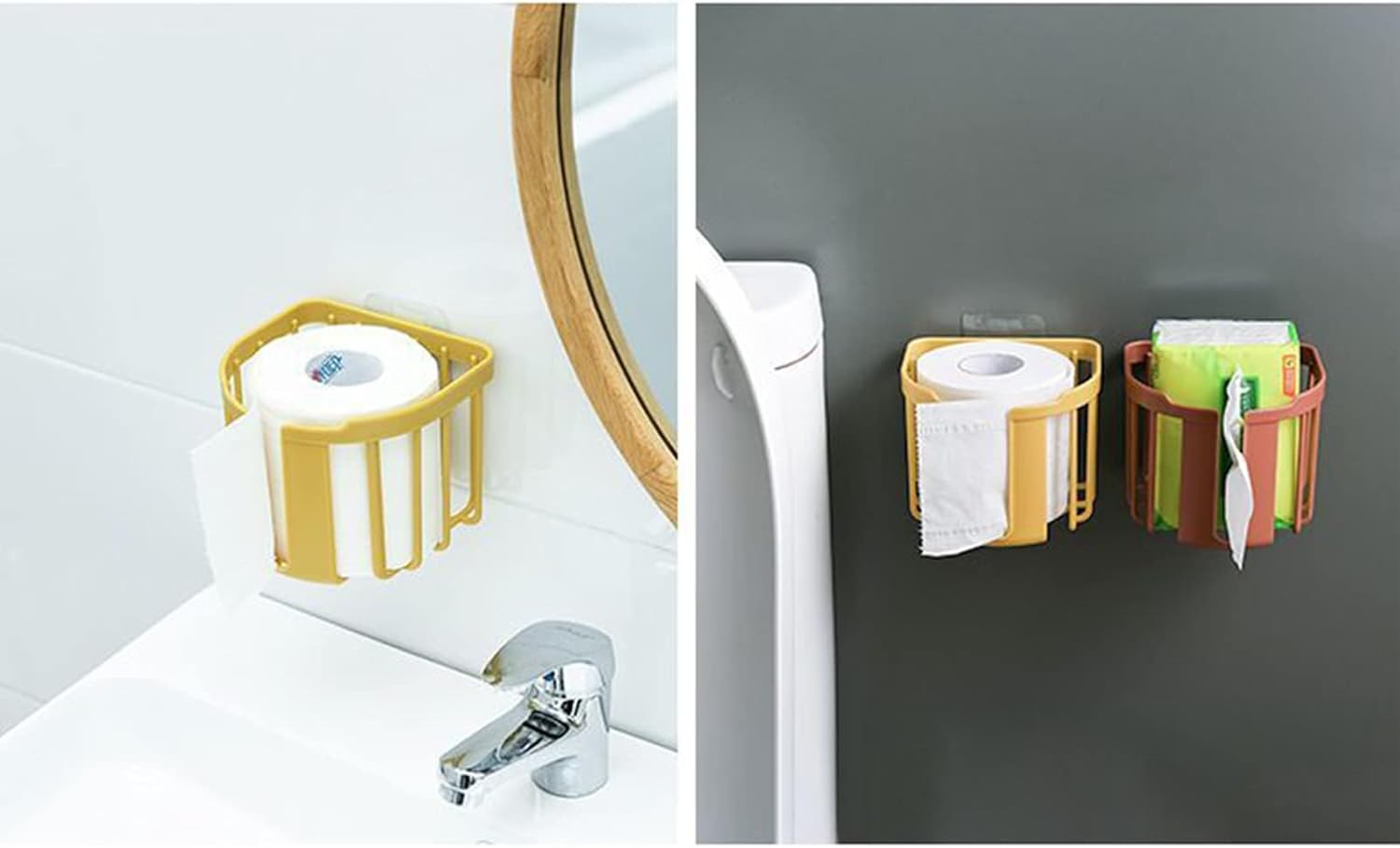 Perfect Solution for Space-Saving Toilet Paper Storage Wall-Mounted Holder Yellow