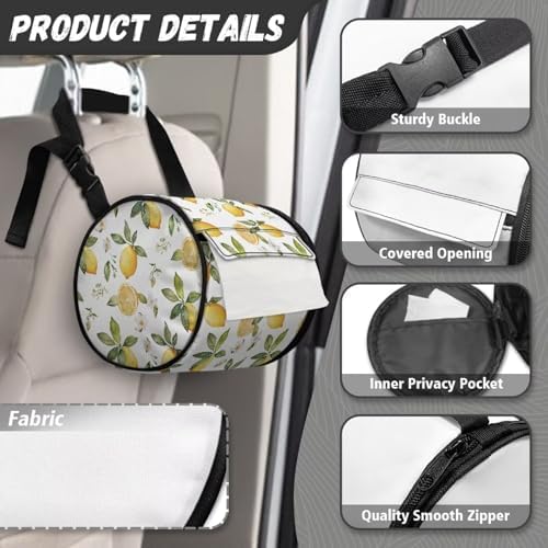 Lemon Print Oxford Fabric Toilet Paper Organizer Bag for Home Bathroom