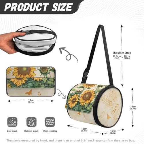 ZDCUSTOM Music Sunflower Round Paper Towel Storage Bag - Durable Compact