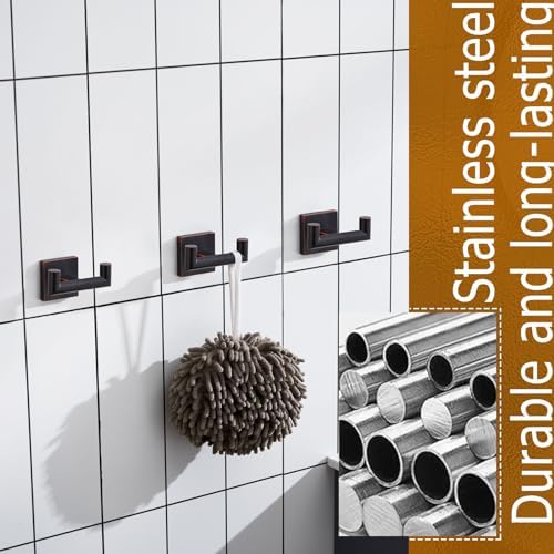 KOKOSIRI Robe Hook Set 3 x Oil Rubbed Bronze Towel Coat Hook for Bathroom Kitchen 100ml Capacity