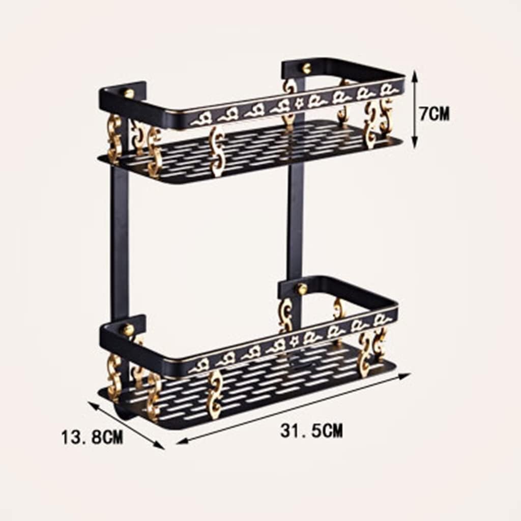 Stylish Black Gold Foldable Towel Bar Set with Triangular Basket for Bathroom Organization