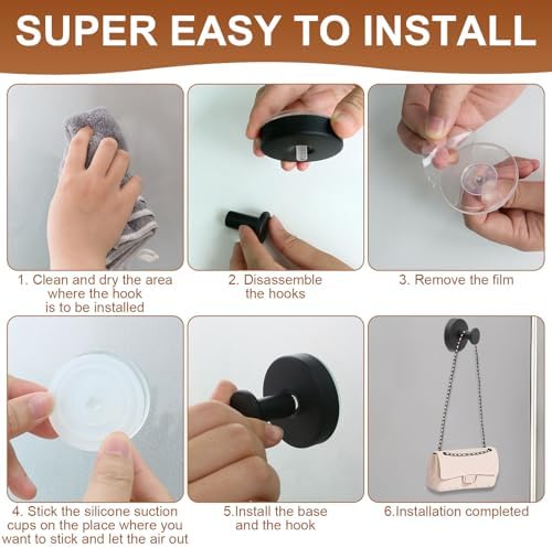 2Pack Suction Cup Towel Hook Set for Bathroom Heavy Duty Compact Design No Drilling Required