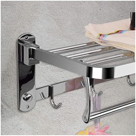 Sturdy 60cm Foldable Towel Rail with Dual Rows for Bathroom Storage