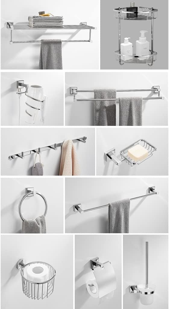 Modern Bathroom Accessory Set Full Copper Silver Perfect for Efficient Bathroom Use