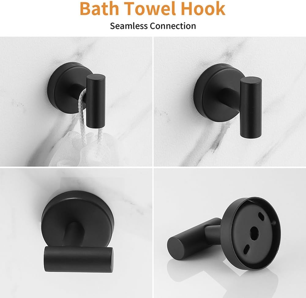 Transform Your Bathroom with Matte Black Towel Bar Holder Set - Durable Space-Saving