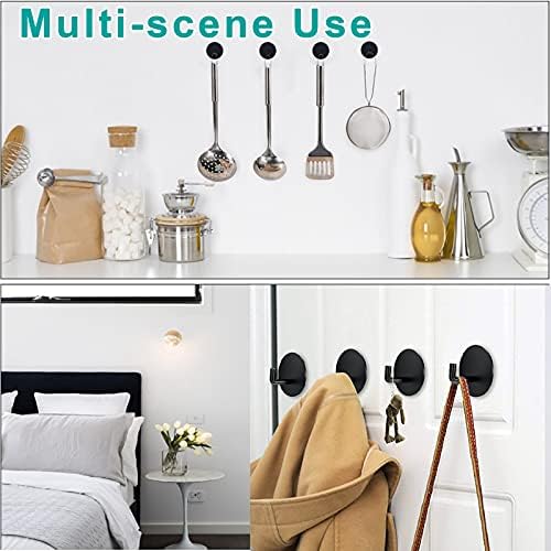 Durable 304 Stainless Steel Black Adhesive Towel Hooks for Bathroom More