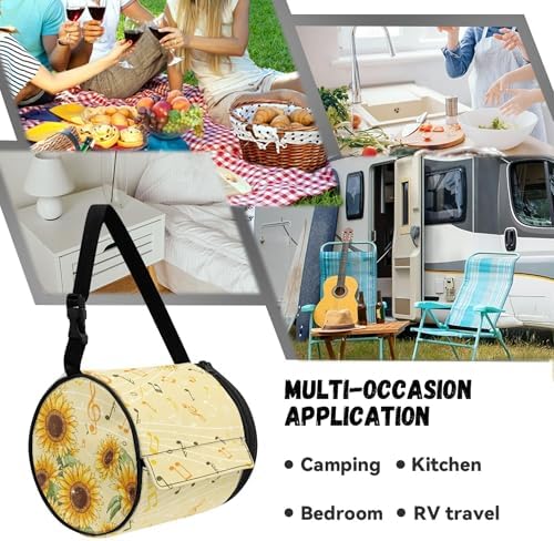 Sunflower-print Camping Toilet Paper Holder w Adjustable Straps