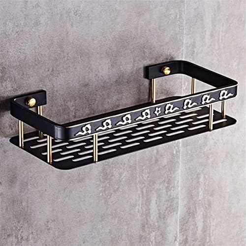 Stylish Black Gold Foldable Towel Bar Set with Triangular Basket for Bathroom Organization