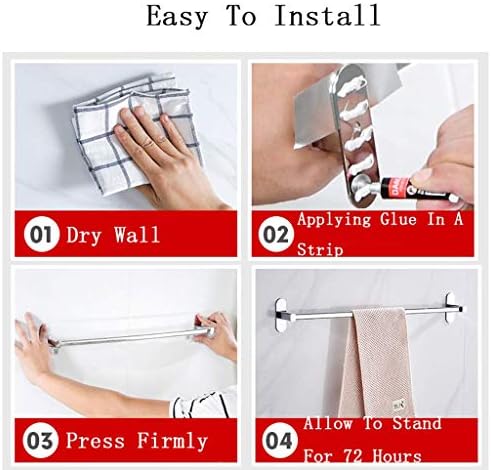 Premium Stainless Steel 50cm Towel Rack Wall-Mounted No Drilling Rustproof