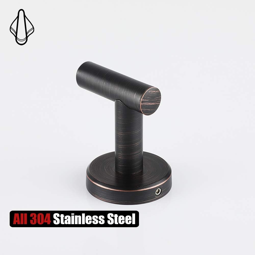 Sturdy 304 Stainless Steel Towel Hook with Oil Rubbed Bronze Finish Pack of 4 for Bathroom Kitchen Garage and More