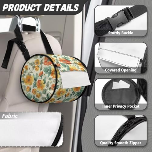 Flower Patterns Outdoor Toilet Paper Holder Reusable Portable for Camping RV Bathroom Decor