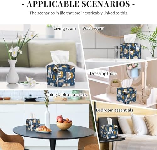 Premium Leather Tissue Box Cover Animal Print Design Easy to Install