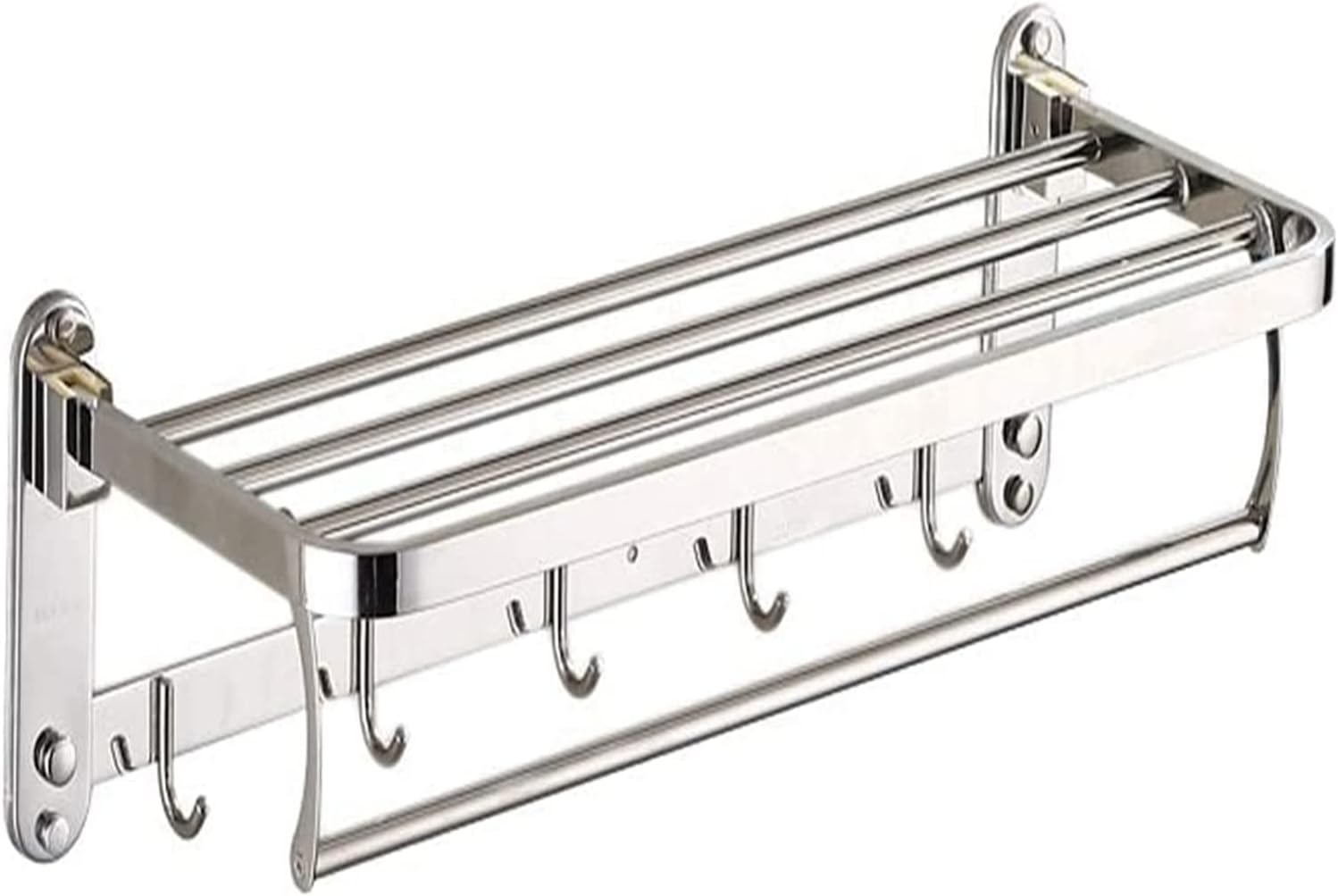 ALDEPO 50cm Collapsible Towel Rail Bathroom or Bedroom Towel Rack with 4 Hanging Hooks Durable Stainless Steel