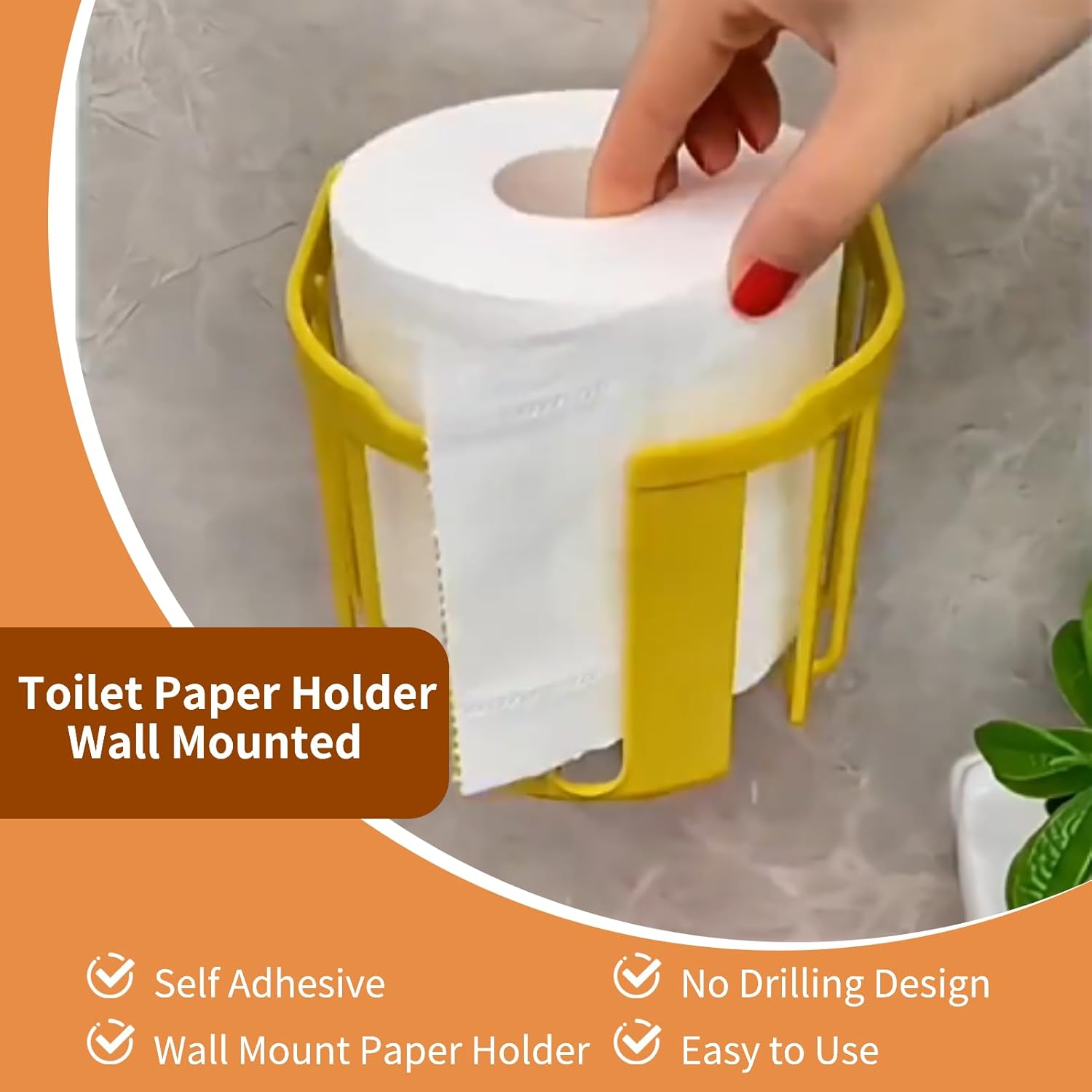 Perfect Solution for Space-Saving Toilet Paper Storage Wall-Mounted Holder Yellow