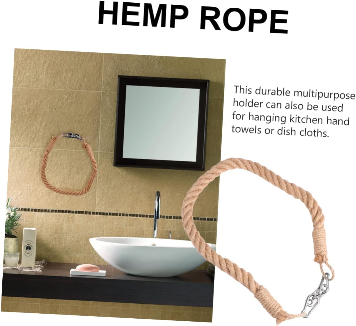 Elegant Handmade Retro Jute Rope Paper Holder for Bathroom Decor