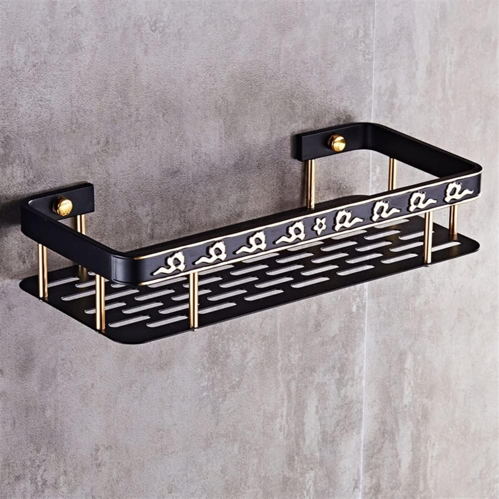 Stylish Black Gold Foldable Towel Bar Set with Triangular Basket for Bathroom Organization