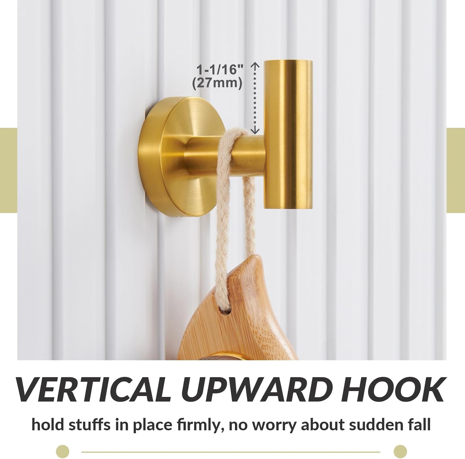 Sturdy Stainless Steel Robe Hook Brushed Gold Wall Hook for Home Storage