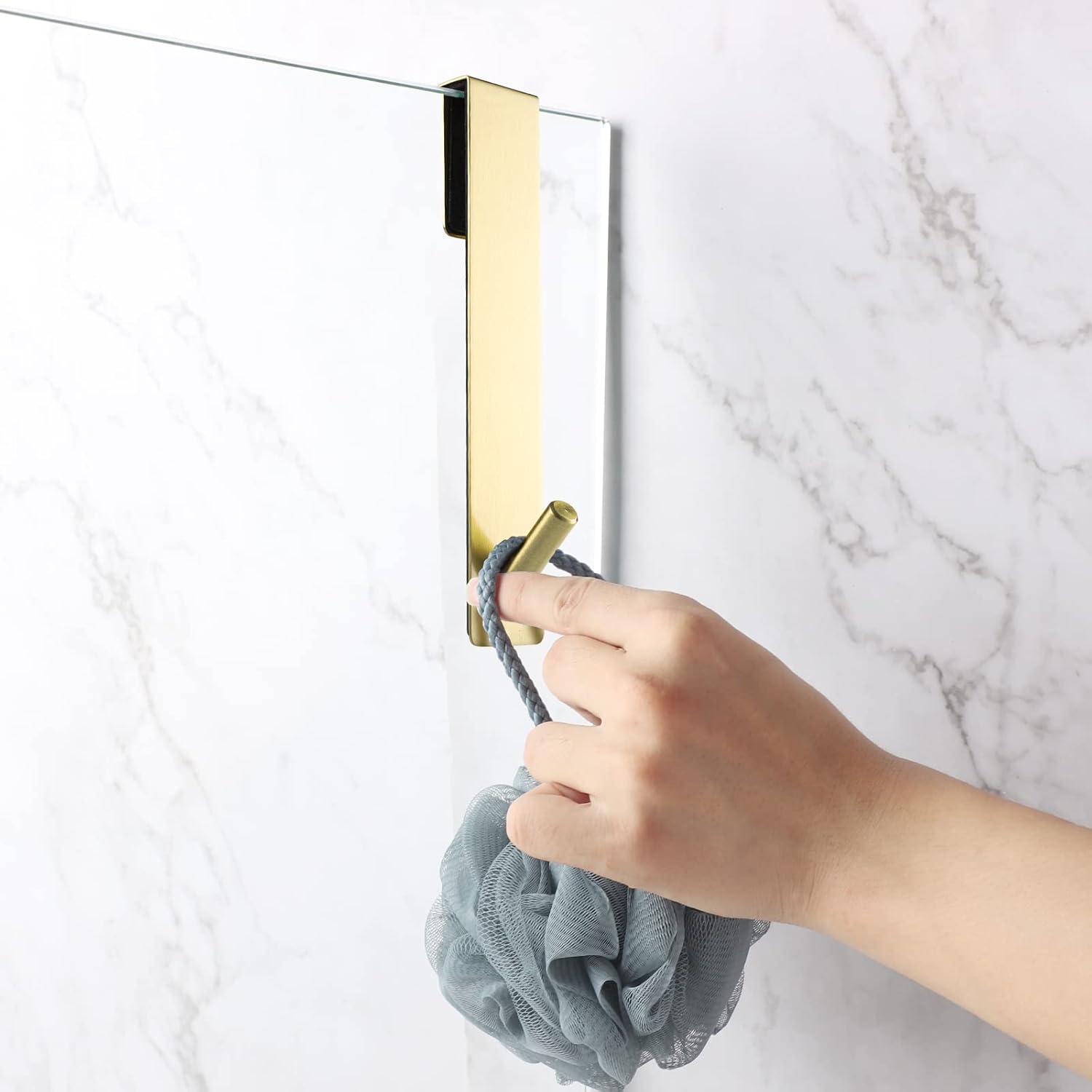 Simtive 3-Piece 7-inch Extendable shower door hooks Anti-Scratch No Drilling Durable 3-Pack for Frameless Glass Doors