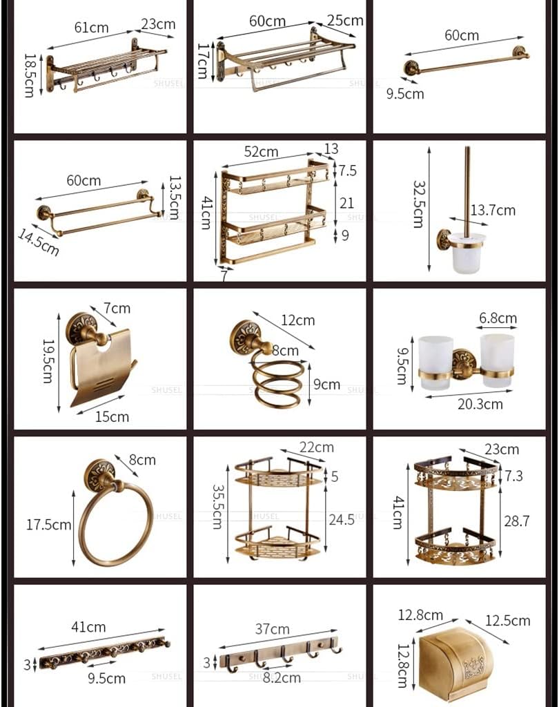 Elegant and Space-Saving Modern Bathroom Accessory Set with Aluminum Antique Towel Bar Rail