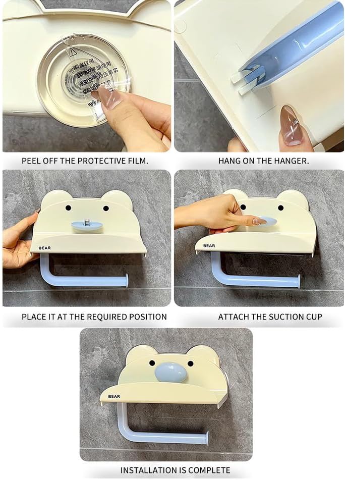 HZZCSM Suction Cup Toilet Paper Holder No Drill Mount for Small Spaces Yellow