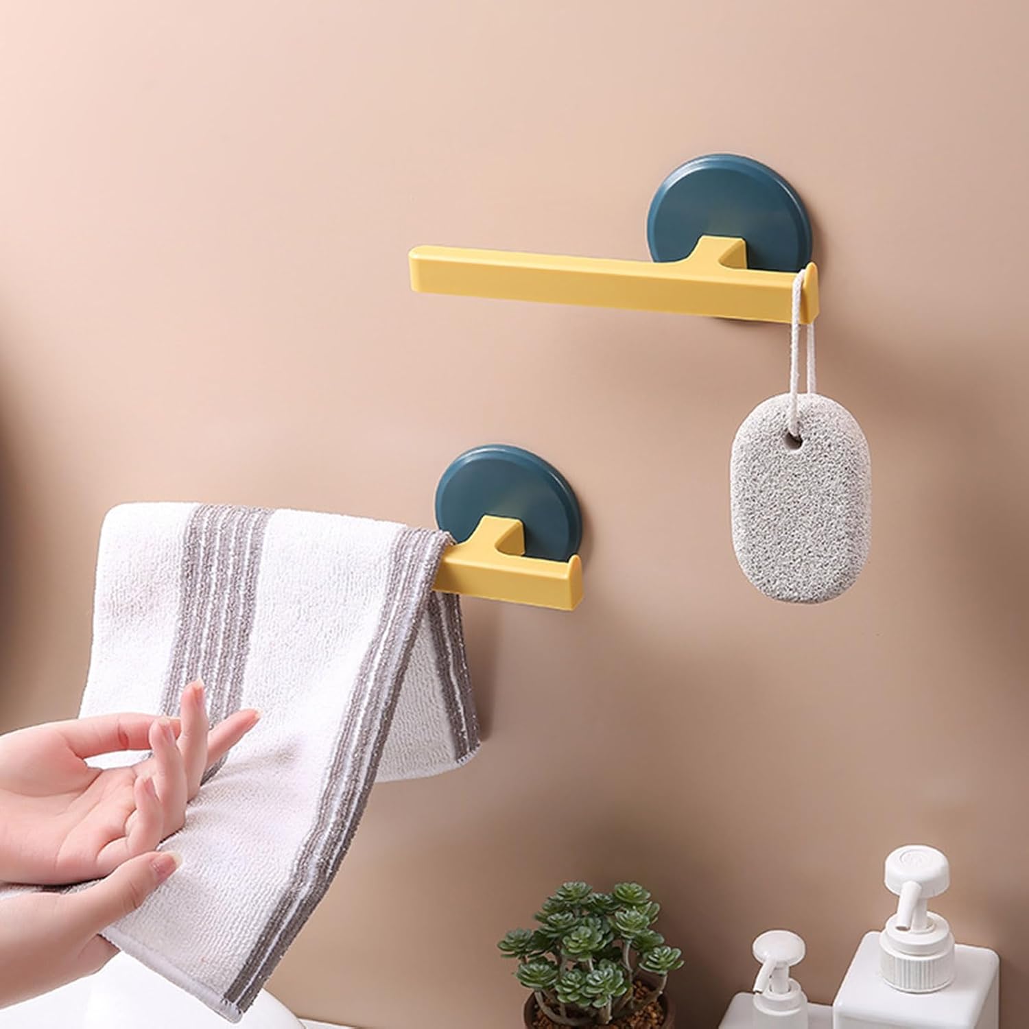 Easilikenead Towel Bar Adhesive Multi-Functional Bathroom Towel Rack Wall-Mounted Towel Holder for Easy Organization