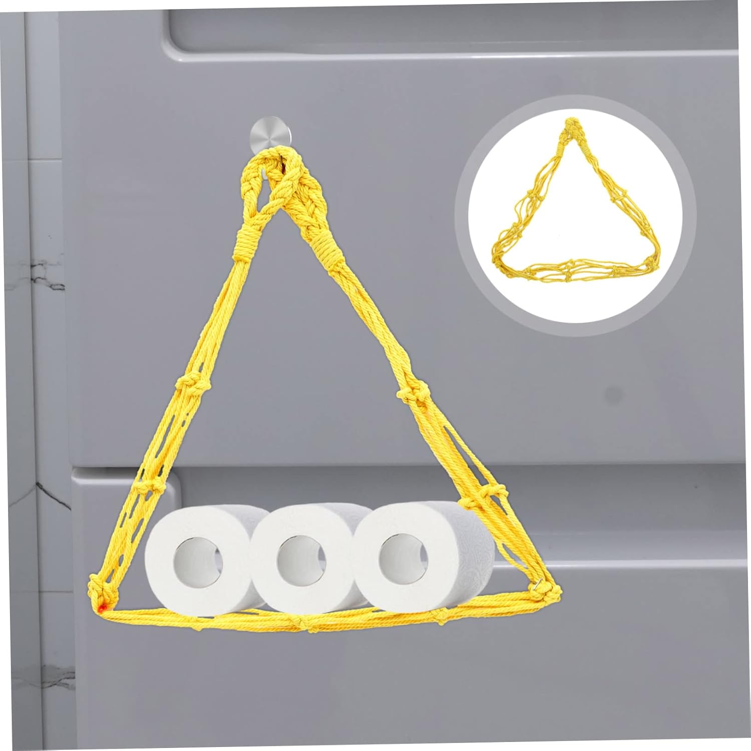 Toilet Paper Storage Stand Roll Paper Bag Set Wall Mount Holder Cotton Rope Stylish and Practical Design