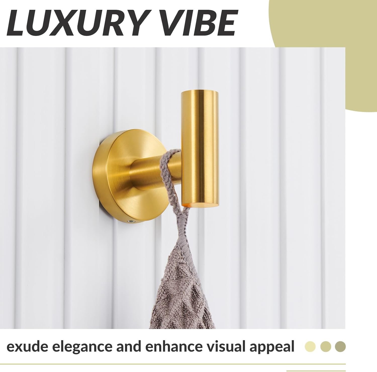 Sturdy Stainless Steel Robe Hook Brushed Gold Wall Hook for Home Storage