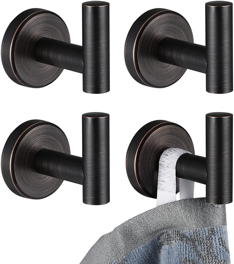 Sturdy 304 Stainless Steel Towel Hook with Oil Rubbed Bronze Finish Pack of 4 for Bathroom Kitchen Garage and More