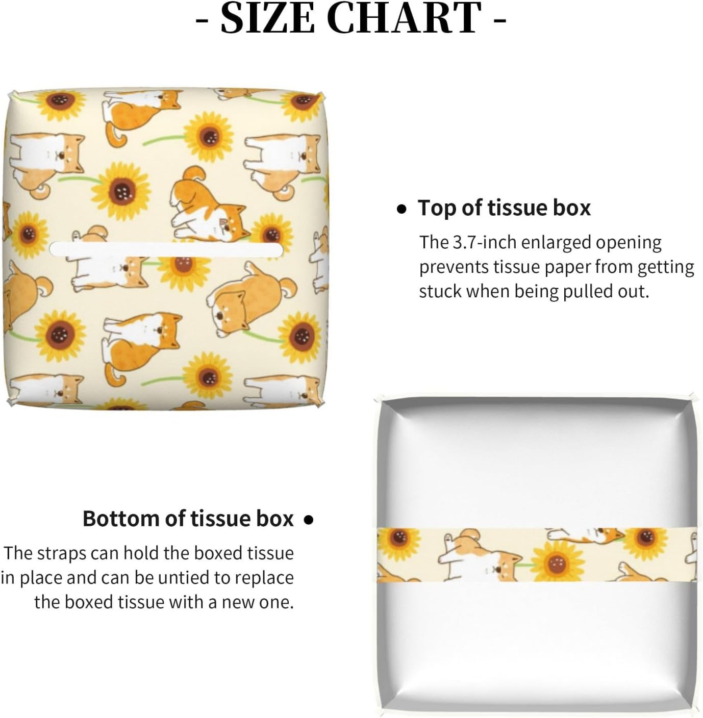 Premium Shiba Inuprint Leather Tissue Box Holder for HomeCar -Long-lasting Durable Design