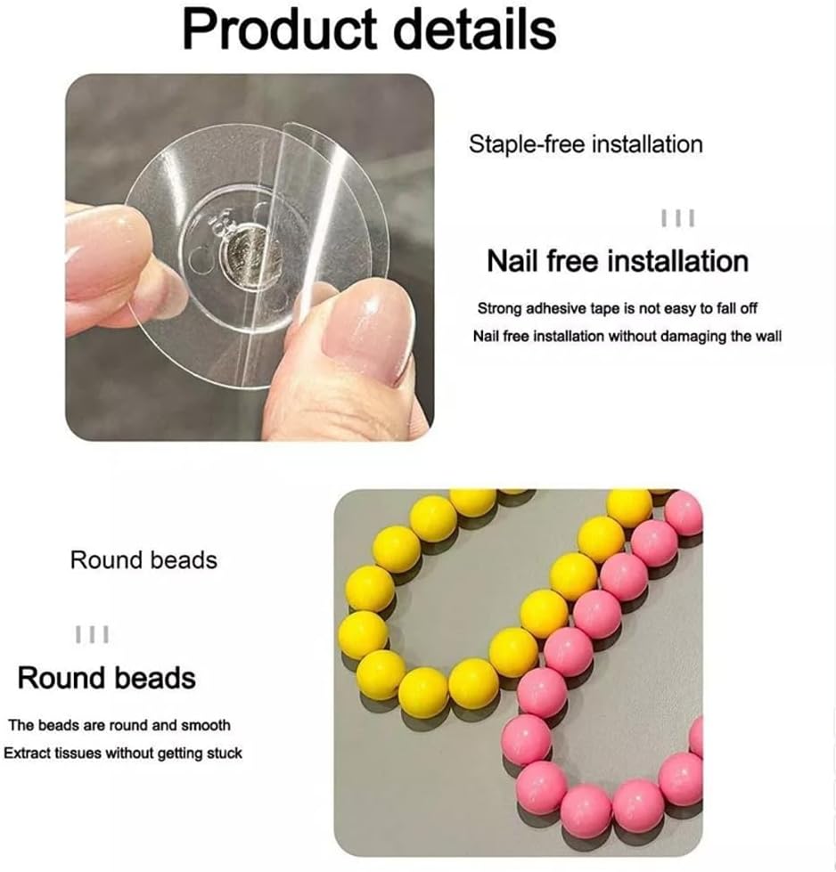 ELEFOCUS Dopamine Rose-Beaded Punch-Free Toilet Paper Holder Wall-Mounted Bathroom Organizer Pink