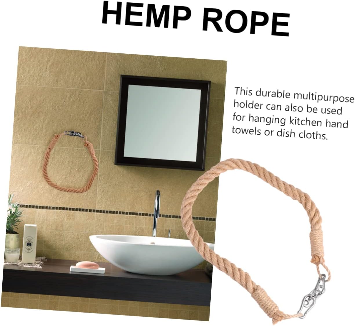 Dont Get Tied Up in the flushed - Jute Rope Towel Holder for Nautical Washrooms