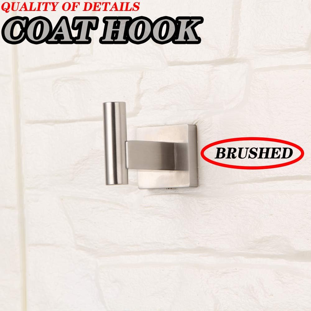 Sturdy 304 Steel Bathroom Coat Hook Single TowelRobe Clothes Hook for Bath Kitchen Garage with Matt Black Finish