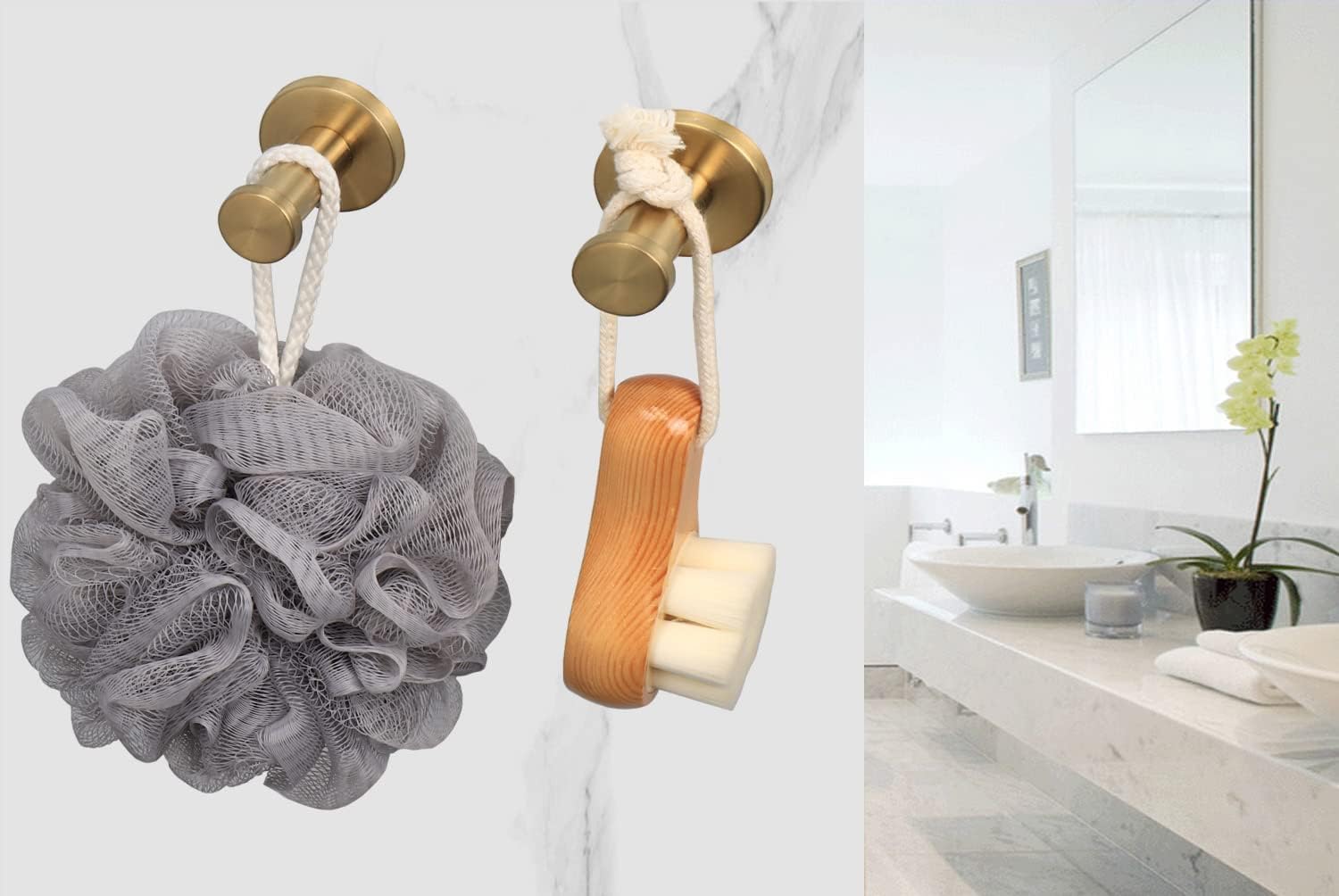 Gold Stainless Steel 10-Piece Bathroom Towel Hook Set with Wall Bracket - Durable for Bathroom Kitchen Bedroom