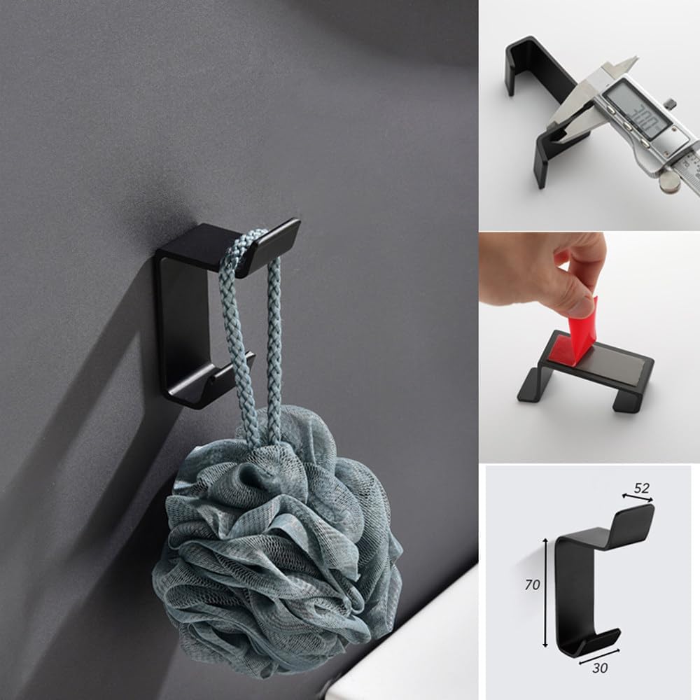 IsolaY Aluminum Bathroom Hardware Set Black Robe Hook Premium Grade Aluminum Alloy Safe Durable
