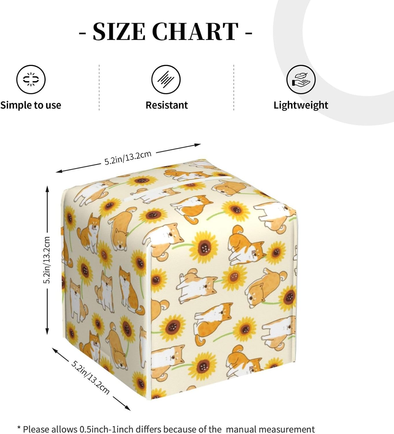 Premium Shiba Inuprint Leather Tissue Box Holder for HomeCar -Long-lasting Durable Design