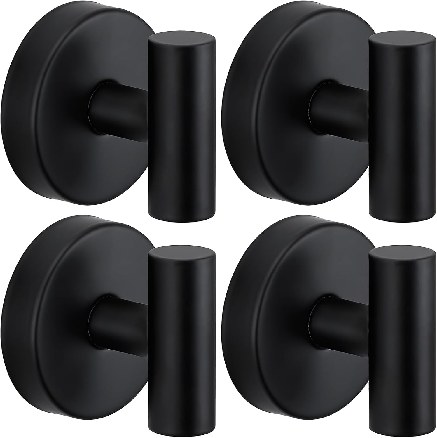 Heavy Duty Suction Cup Shower Hooks for Bathroom - Matte Black 4-Pack with Easy Installation