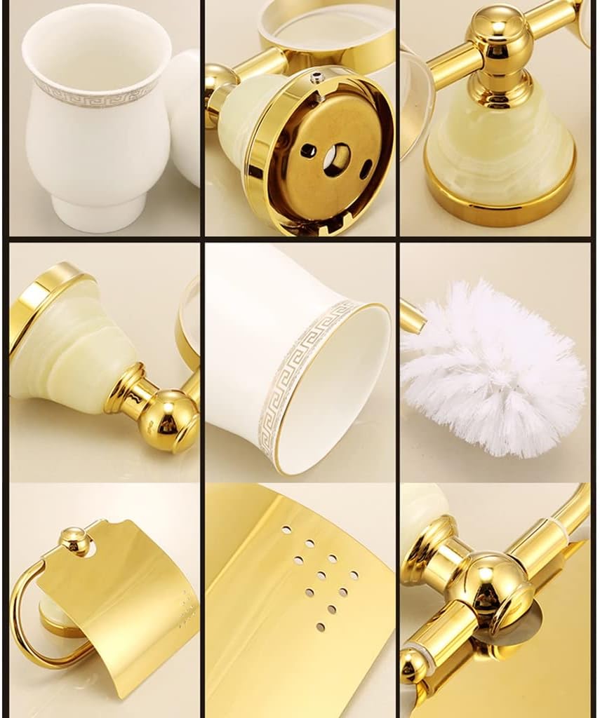 Elegant Bath Towel Bars Set European-Style Golden Bath Accessory for Home