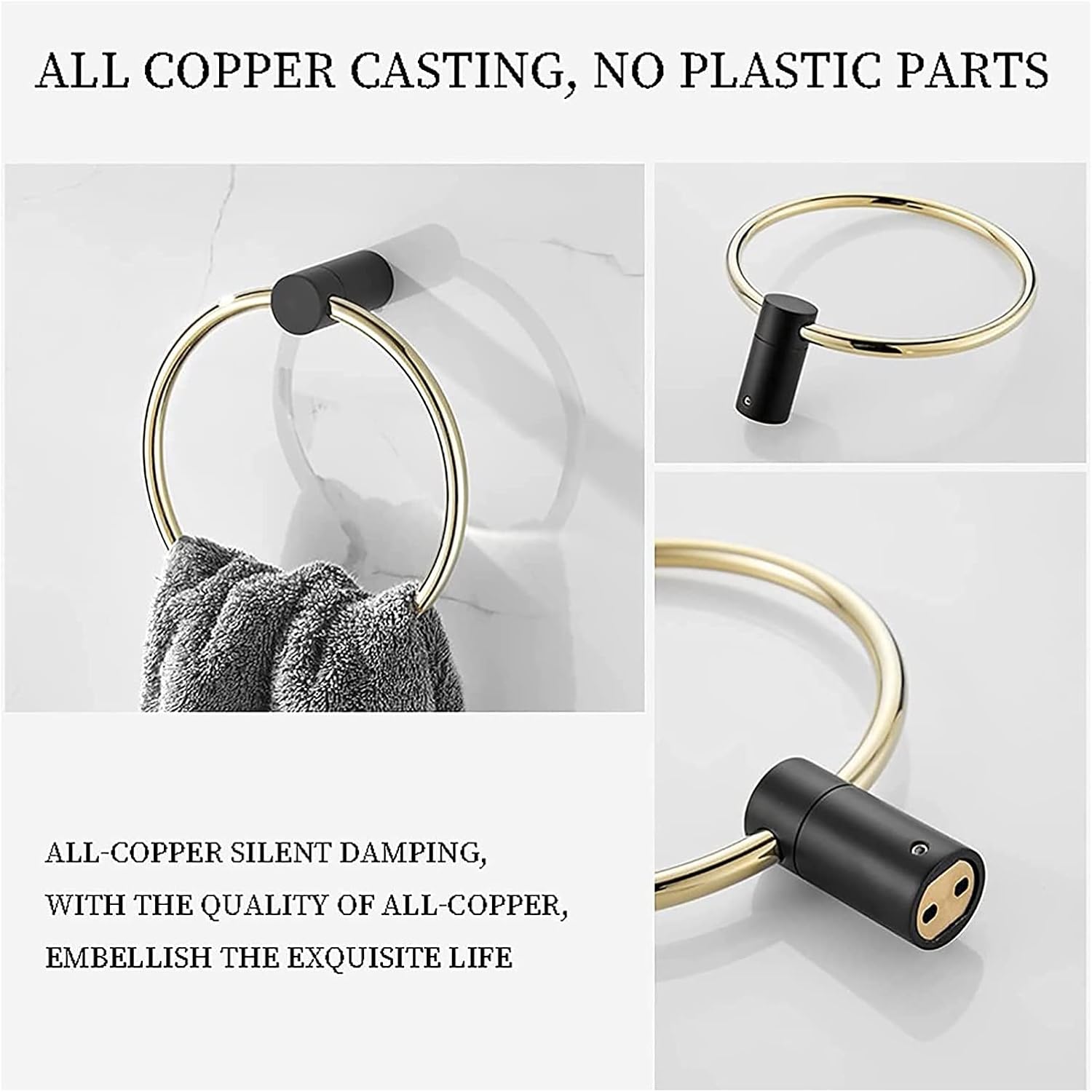 Sturdy Towel Rail Towel Holder for Bathroom with Sleek Round Design Stainless Steel Black Gold Color