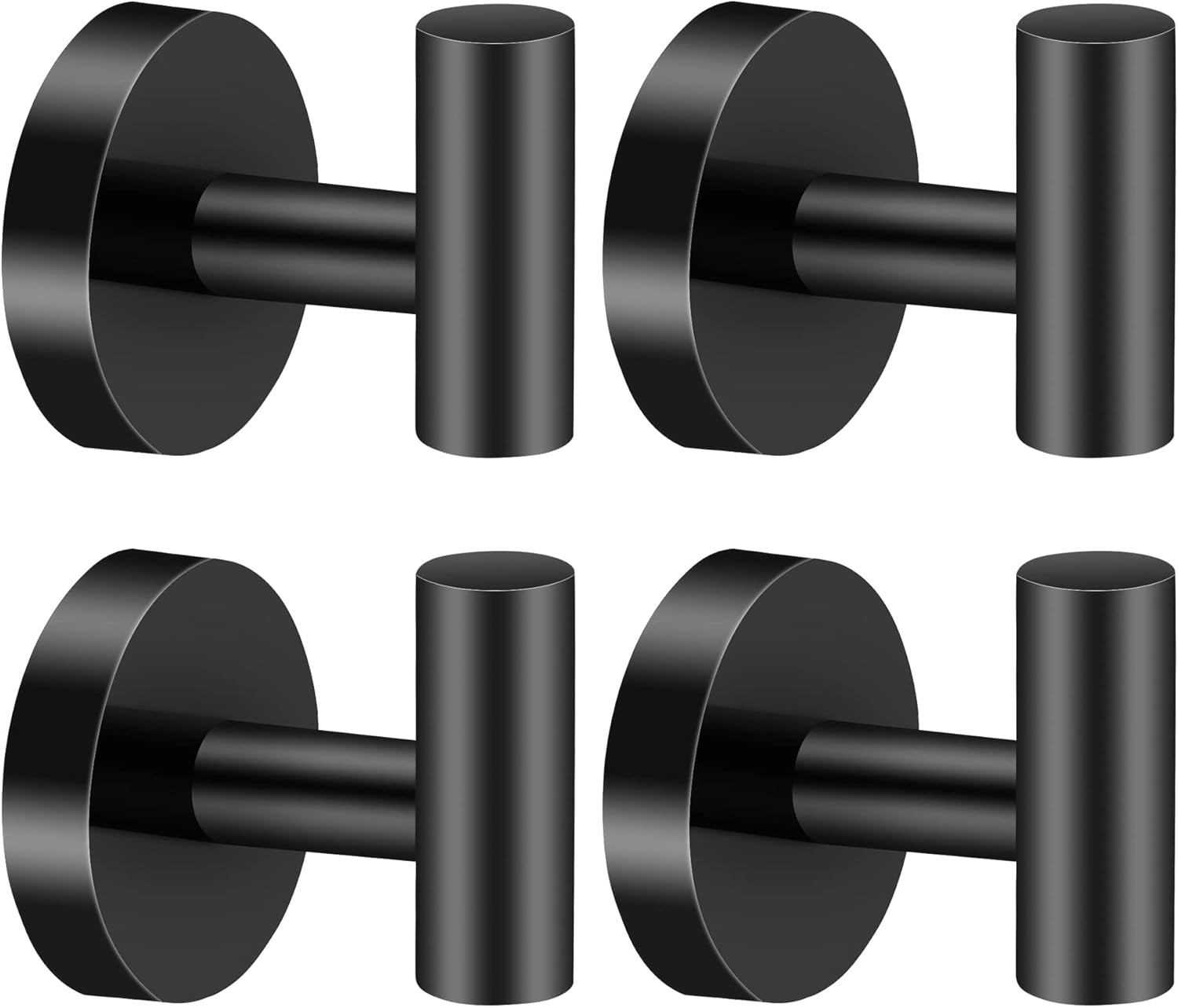 Hinmood 4-Piece Wall-Mounted Robe Towel Hooks Matte Black High-Quality Stainless Steel