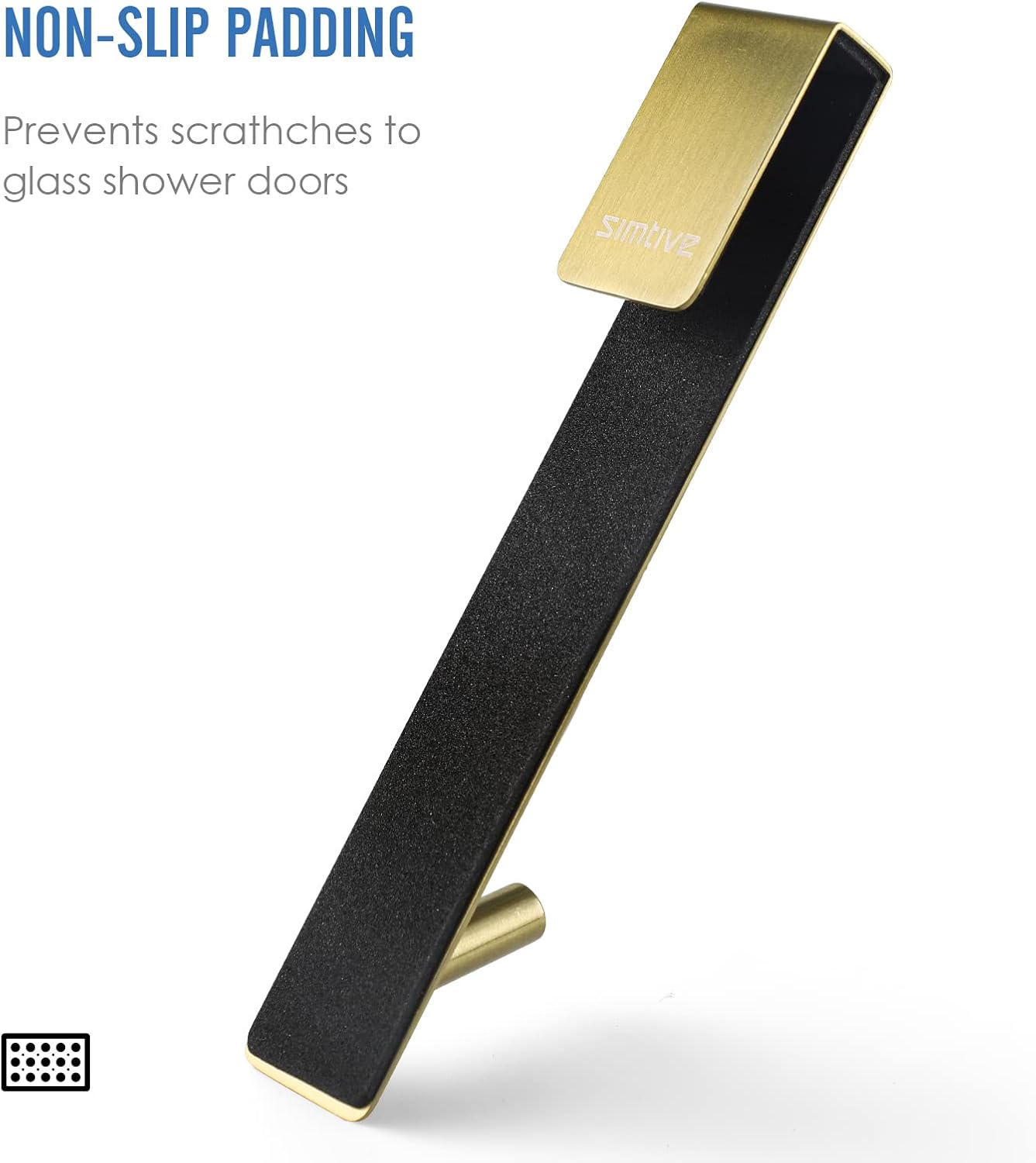 Simtive 3-Piece 7-inch Extendable shower door hooks Anti-Scratch No Drilling Durable 3-Pack for Frameless Glass Doors