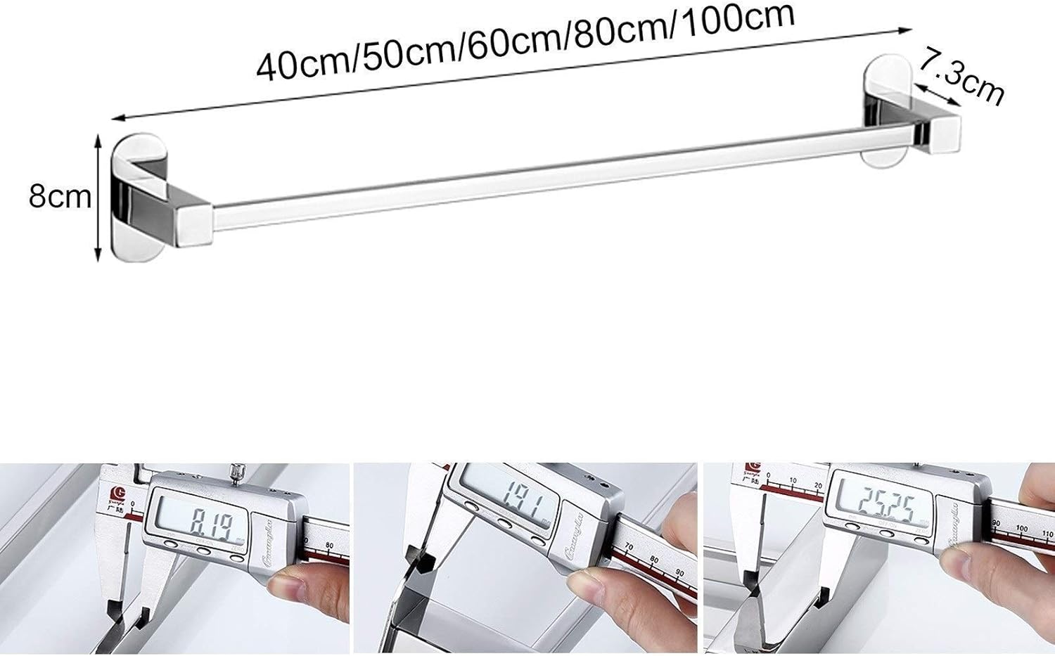 Premium Stainless Steel Towel Holder for Bathroom or Kitchen 80cm Durable and Waterproof