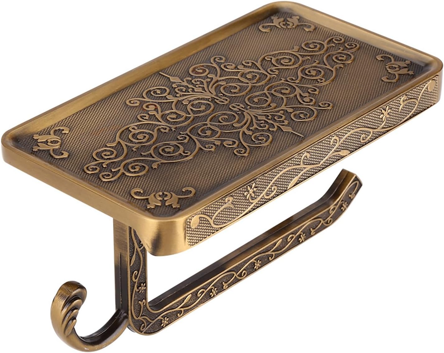 Vintage Antique Brass Toilet Paper Holder with Hook