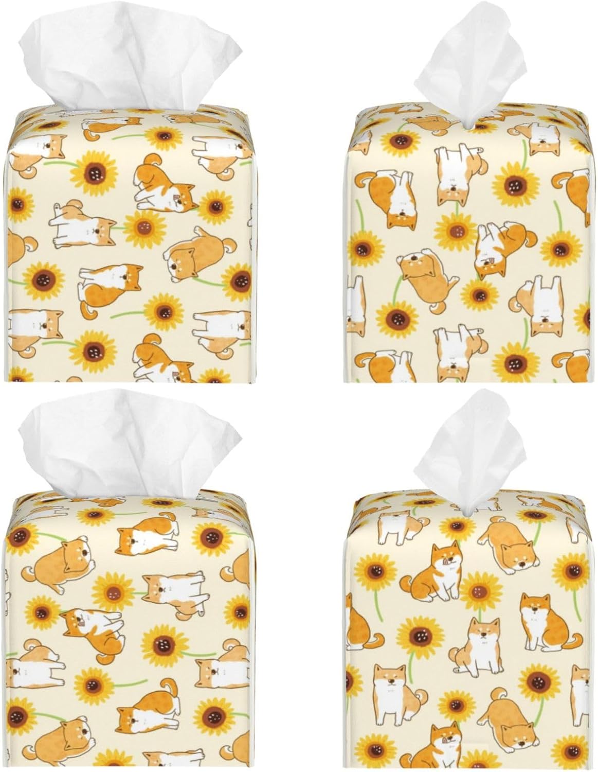 Premium Shiba Inuprint Leather Tissue Box Holder for HomeCar -Long-lasting Durable Design