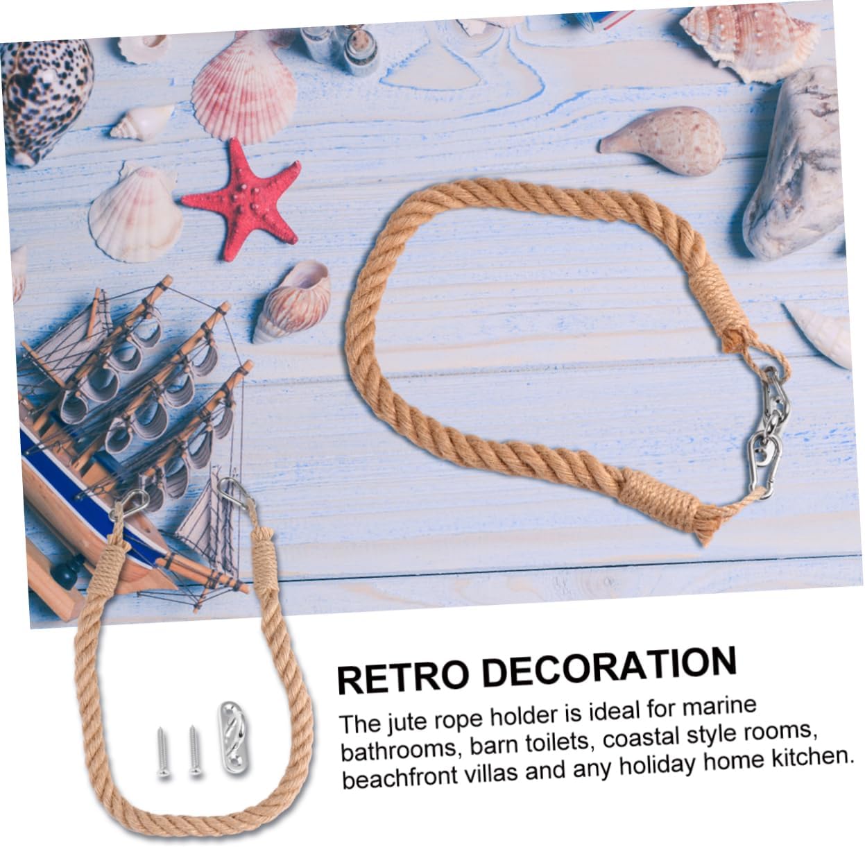 Dont Get Tied Up in the flushed - Jute Rope Towel Holder for Nautical Washrooms