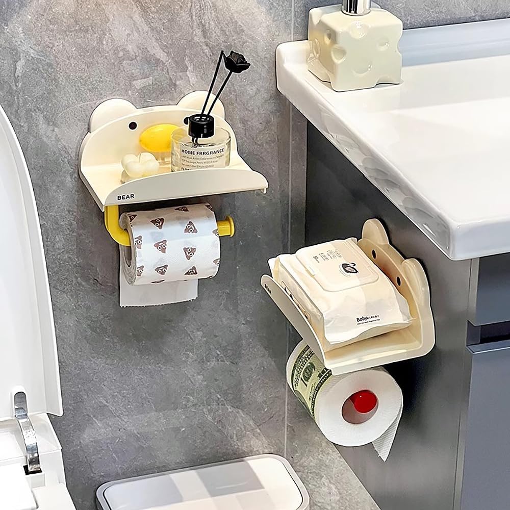 HZZCSM Suction Cup Toilet Paper Holder No Drill Mount for Small Spaces Yellow