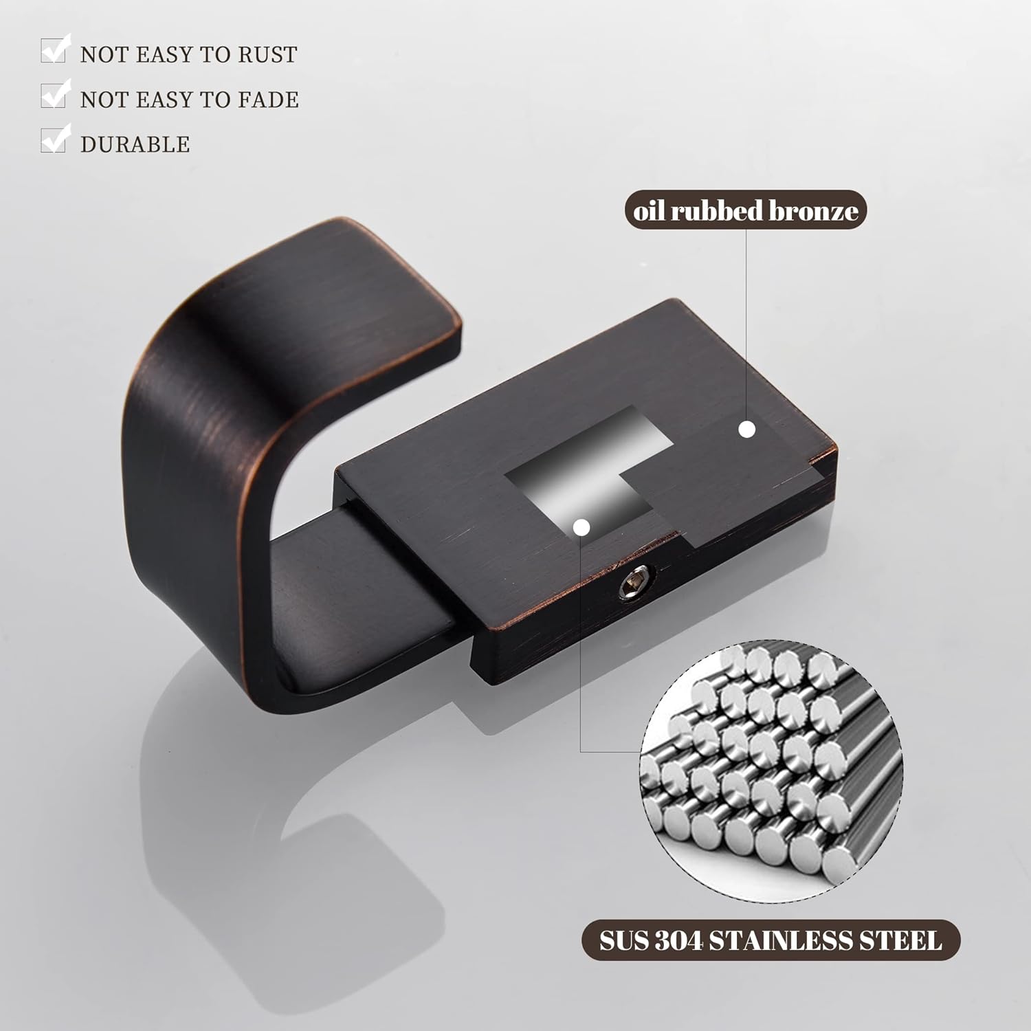 BigBig Home Rust-Resistant Bronze Towel Hooks Oil Rubbed Bathroom Wall-Mounted Space-Saving 4-Pack